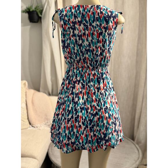 XXI Colorful Abstract Mini Dress S | Y2K Coquette Summer Skater Sundress Cute - Picture 7 of 9